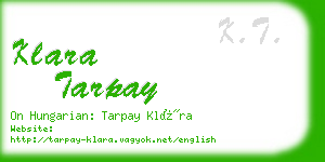 klara tarpay business card